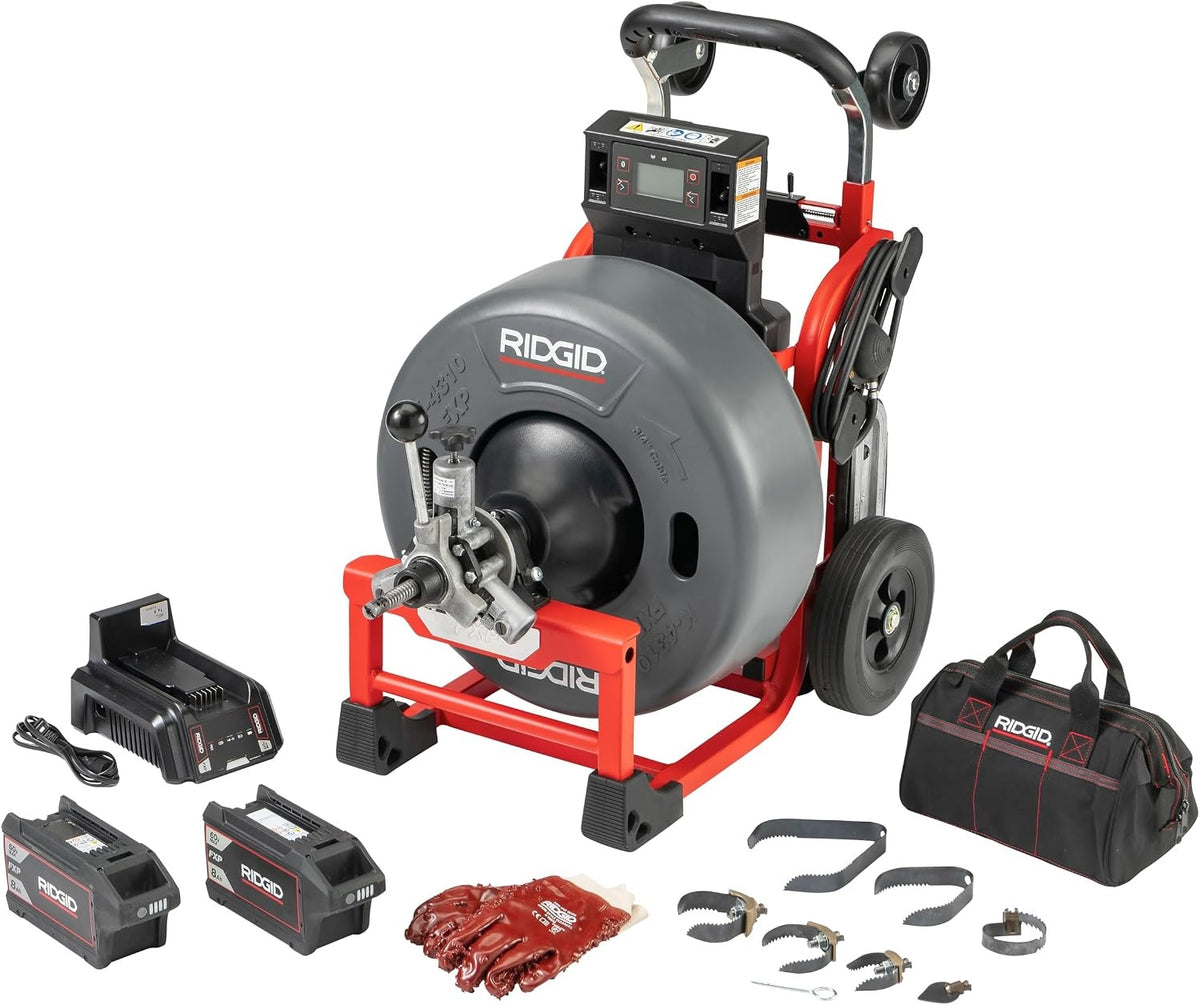 RIDGID K-4310 FXP 3/4" Drum Machine with FXP Battery-8.0 Ah (Qty-2) & Charger (73048)