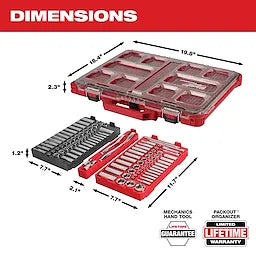 106pc 1/4" and 3/8" Metric & SAE Ratchet and Socket Set with PACKOUT Low-Profile Organizer