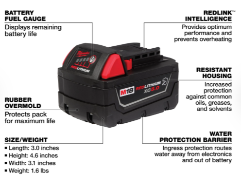 Milwaukee M18 REDLITHIUM XC5.0 Extended Capacity Battery Pack 48-11-1850