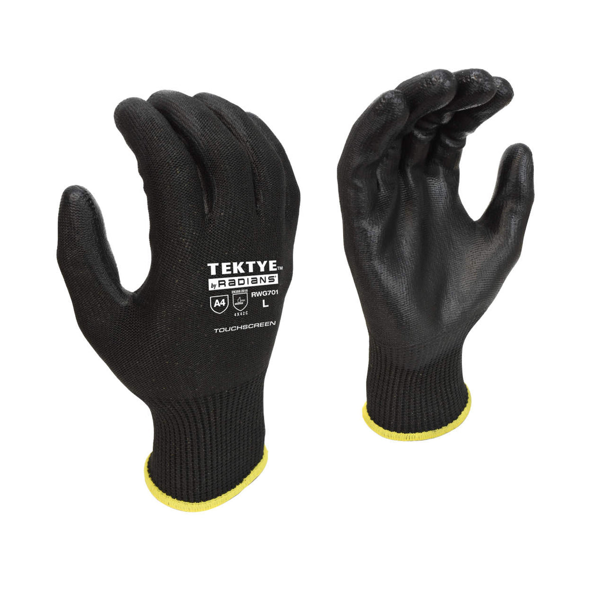 Radians TEKTYE® Touchscreen A4 Cut Glove, Black, Large (RWG701L)