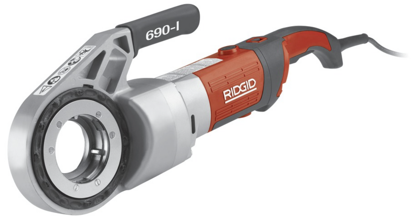 RIDGID 690-I Hand-Held Power Drive 1/2" - 2" BSPT Die Head, Case & Support Arm 44933