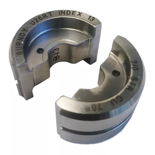 Burndy SS Circular Butting Twin U Die, 2/0 Str CU, Black, Index 13 (U26RT)