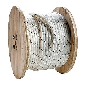 3/4" dia.300 ft. wood reelHigh Strength Composite Double Braid Pulling Rope w/eyes each end26,000 lb.