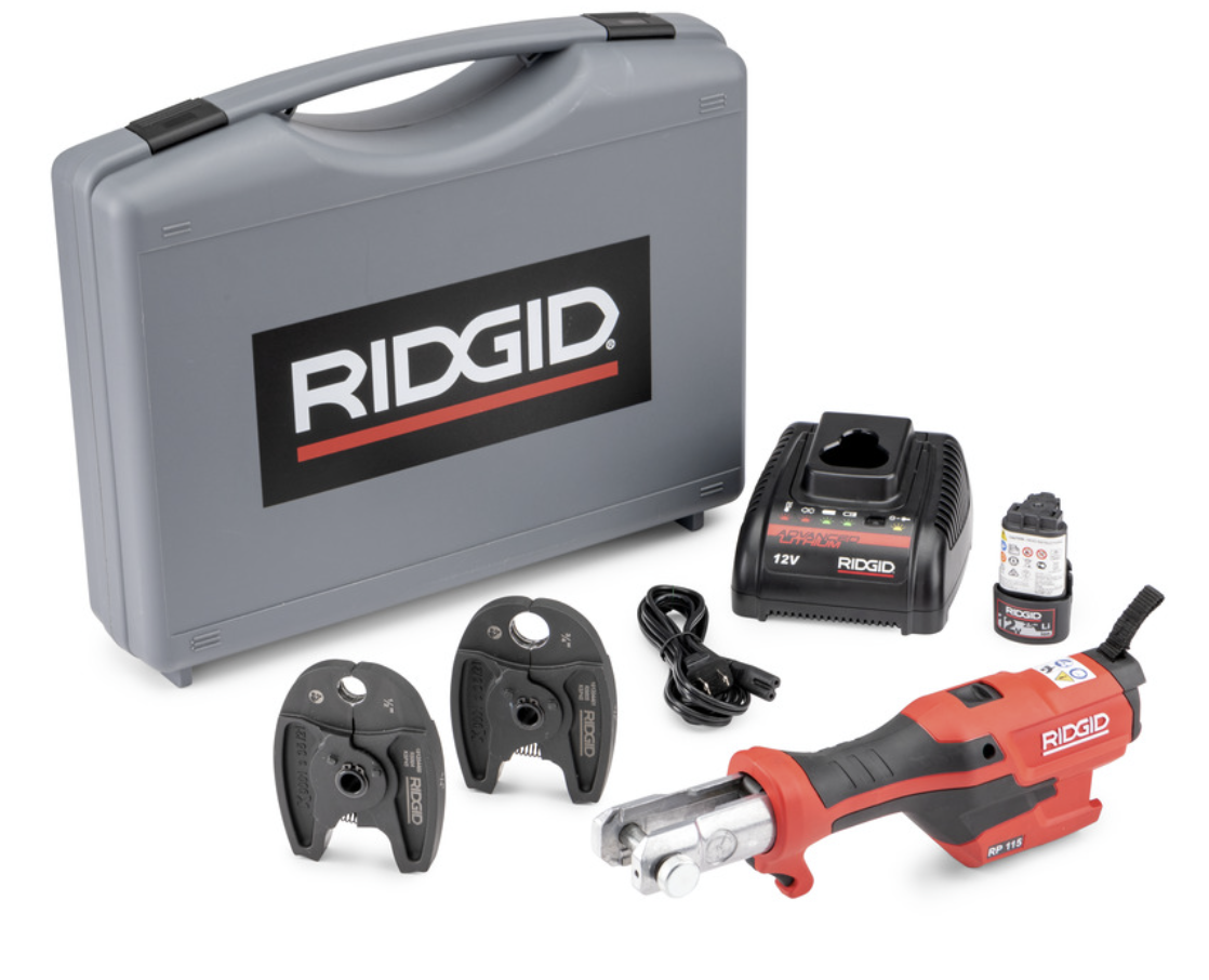 RIDGID RP 115 Battery Kit with ProPress Jaws (1/2” – 3/4) 72553