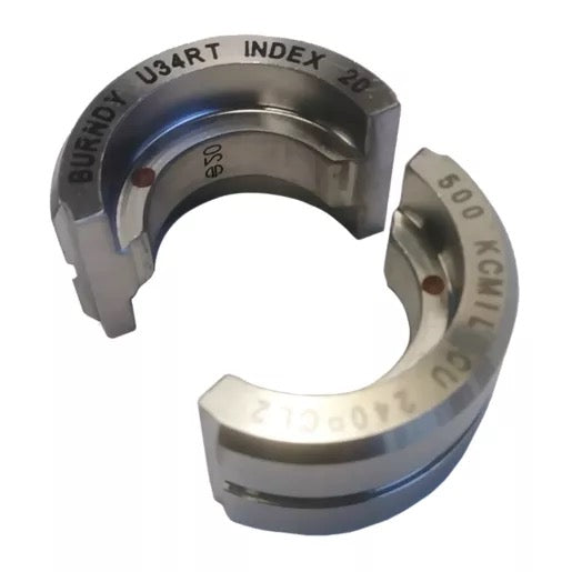 Burndy SS Circular Butting Twin U Die, 500 kcmil, Brown, Index 20 (U34RT)