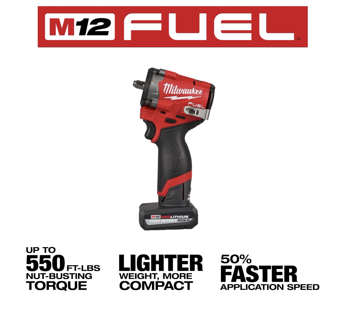 Milwaukee M12 FUEL Stubby 3/8" Impact Wrench Kit 2562-21