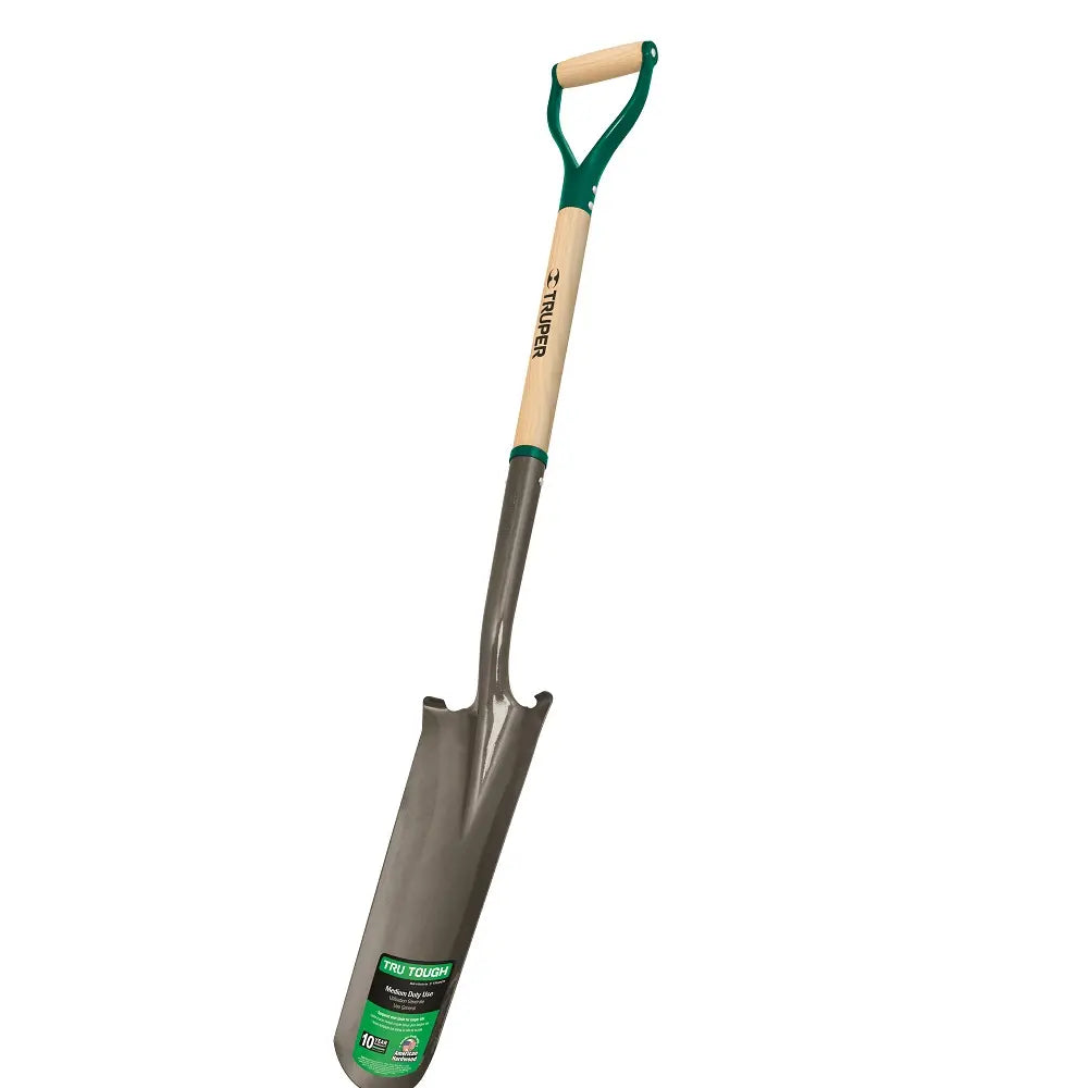 16" Drain Spade,Wide Step, Steel D-Handle