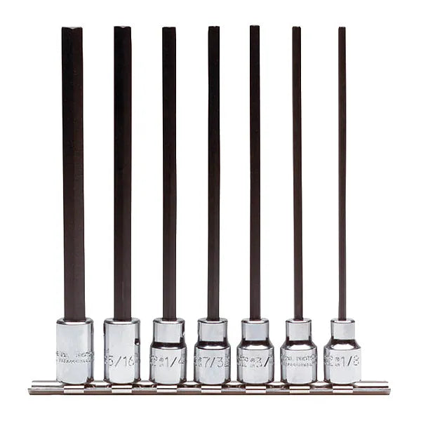 Proto 3/8 in. Drive Extra Long Hex Bit Set - 7 Piece SAE (J4990-7XL)