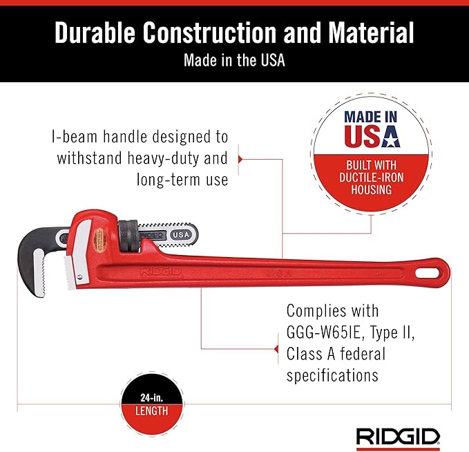 RIDGID 24" Heavy-Duty Straight Pipe Wrench (31030)