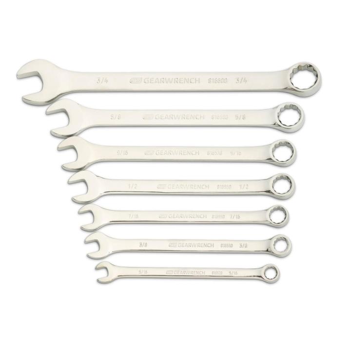 Gearwrench 7 Piece 12 Point Long Pattern Combination SAE Wrench Set with Tool Roll 81933