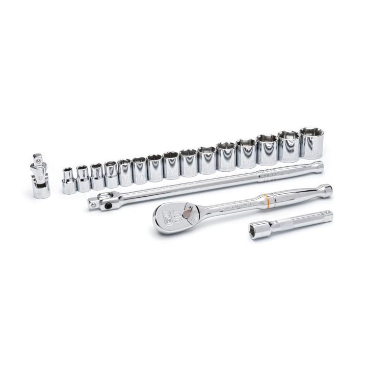 GEARWRENCH 19 Pc 1/2 in Drive 6 Point Standard SAE Mechanics Tool Set (80791)