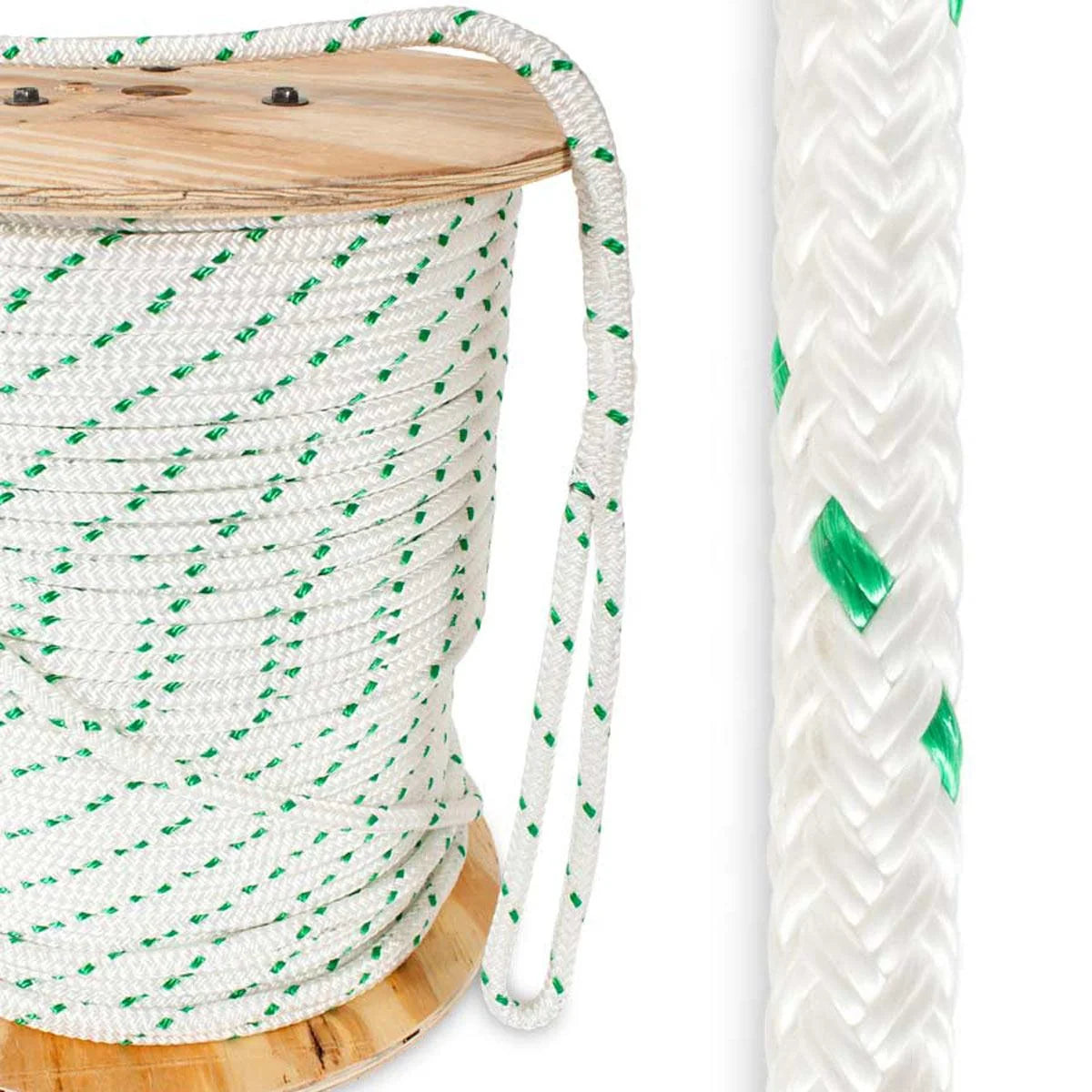 Erin Rope 3/4" dia.600 ft. wood reel High Strength Composite Double Braid Pulling Rope w/eyes 26,000 lb.