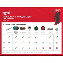 Milwaukee M12 FUEL™ 1/4" Right Angle Die Grinder (2485-20)