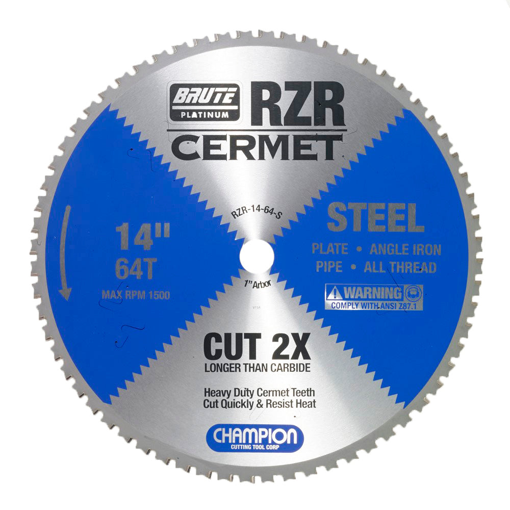 Champion Brute RZR Cermet Circular Saw Blade, 14 in, 64 Tooth (RZR-14-64-S)
