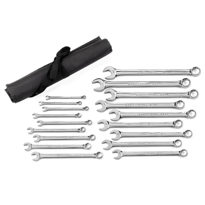 GEARWRENCH 18 Pc 12 Point Long Pattern Combination Metric Wrench Set (81920)