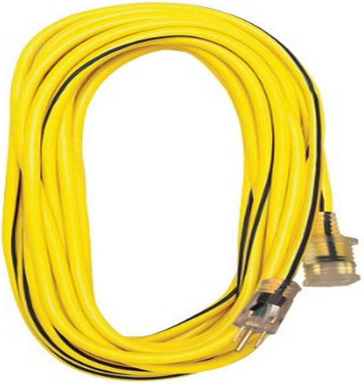 Voltec 10/3 SJTW Extension Cord with Lighted End, 100 ft - Yellow (05-00351)