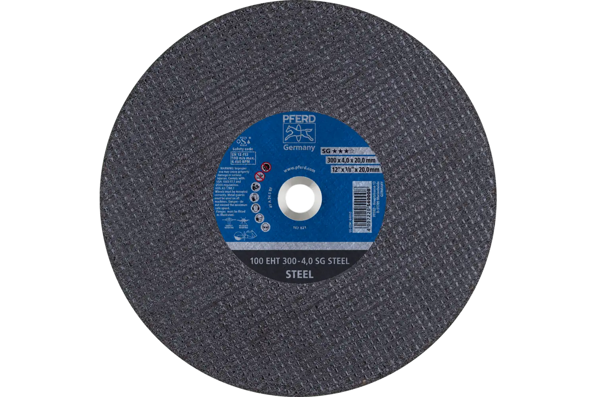 PFERD 12" x 1/8" x 20 mm SG STEEL Portable Cut-Off Wheel, Type 1 (64010)