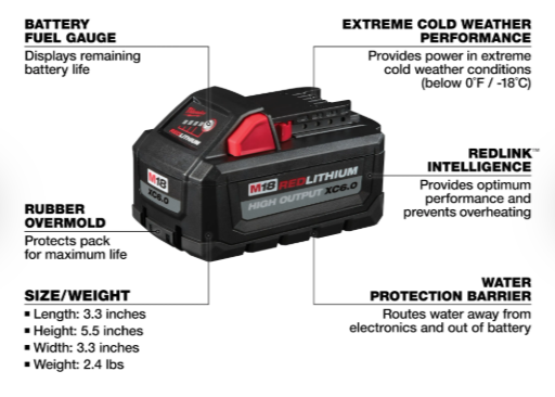 Milwaukee M18 REDLITHIUM HIGH OUTPUT XC6.0 Battery Pack 48-11-1865