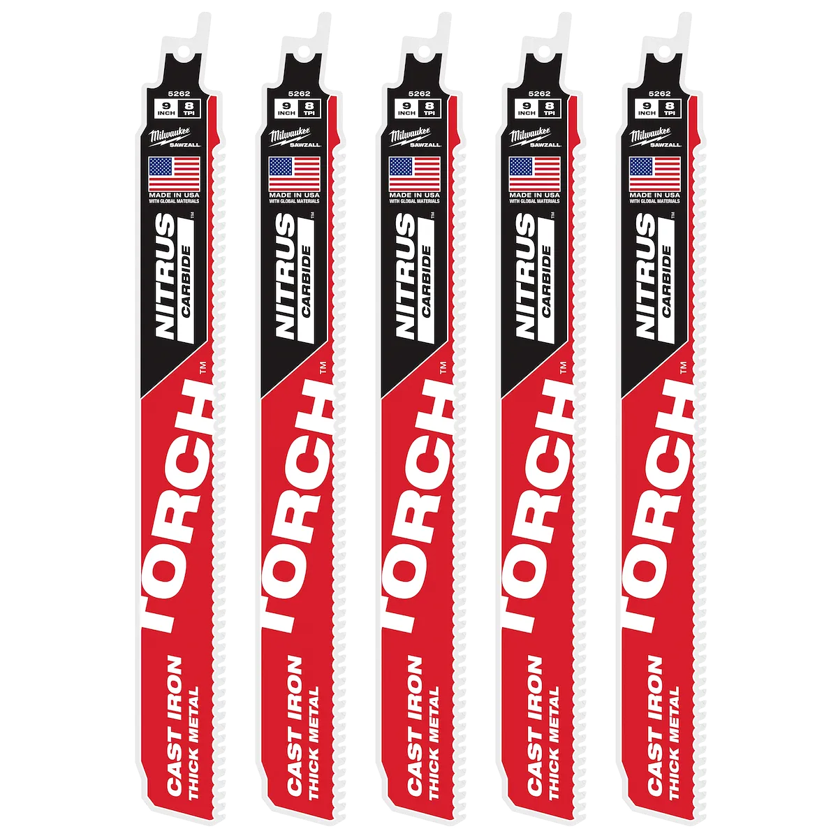 Milwaukee 9" 7TPI The TORCH for CAST IRON with NITRUS CARBIDE 5PK (48-00-5562)