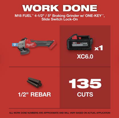 M18 FUEL 4-1/2" / 5" Braking Grinder w/ ONE-KEY Slide Switch, Lock-On