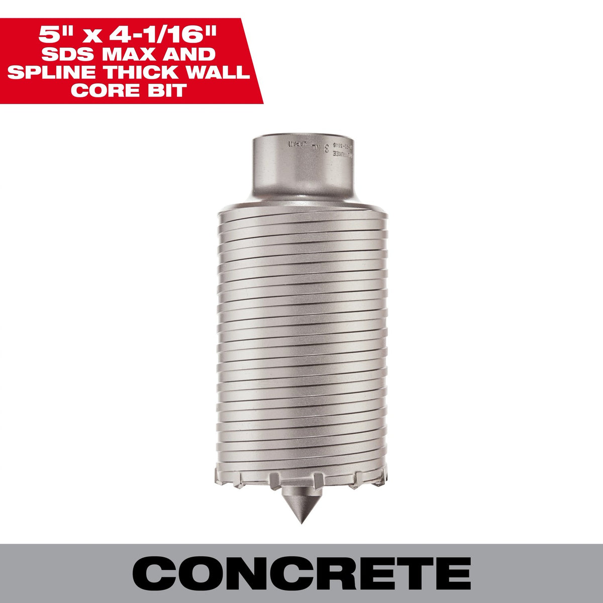 Milwaukee SDS Max and SPLINE Thick Wall Carbide Tipped Core Bit 5" (48-20-5160)