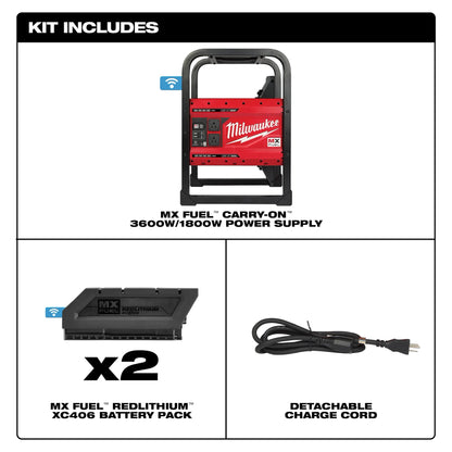 Milwaukee MX FUEL™ CARRY-ON™ 3600W/1800W Power Supply Kit (MXF002-2XC)
