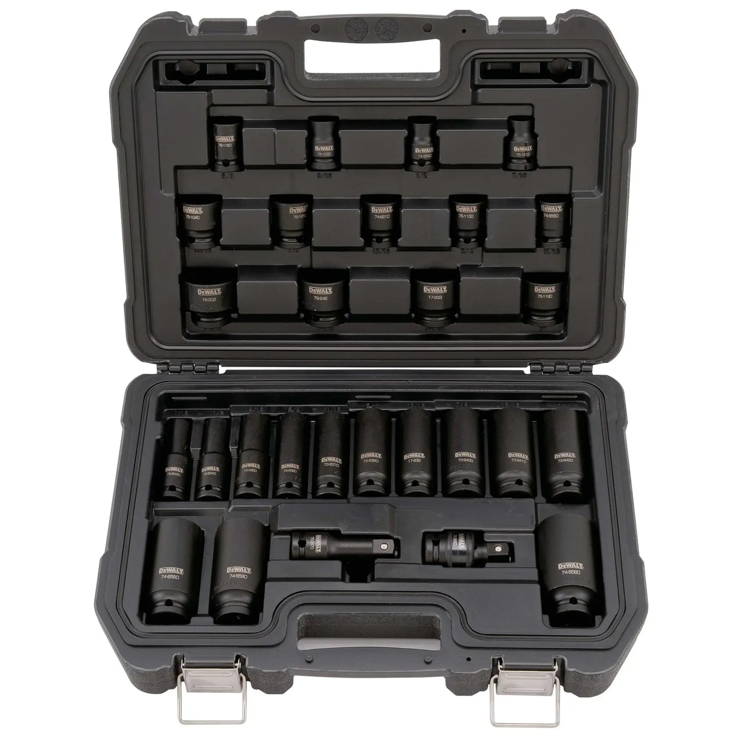 DeWalt 1/2 IN. DRIVE 7/16"- 1-1/4" STANDARD and DEEP IMPACT SOCKET SET 6 PT. with 3" EXTENSION and