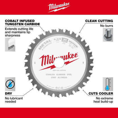 Milwaukee 5-3/8" Metal & Stainless Cutting Circular Saw Blade (48-40-4070)