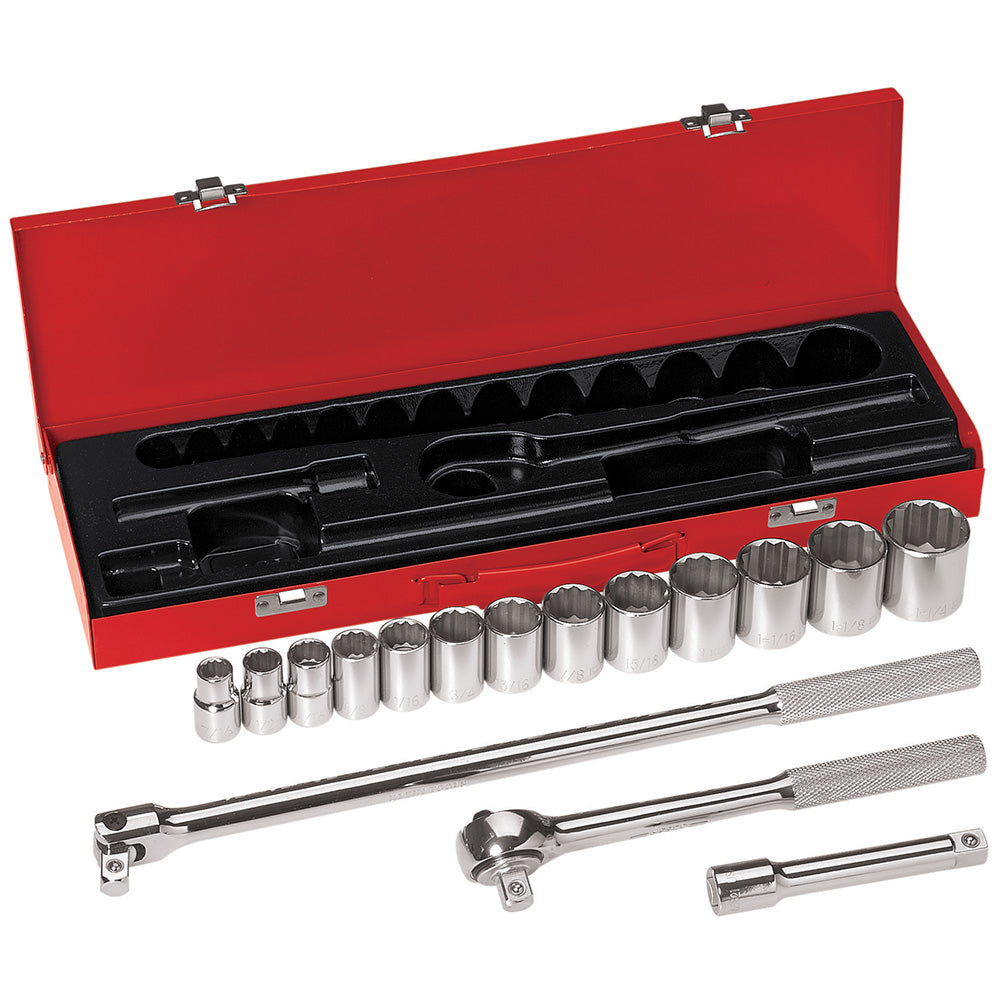 Klein Tools 1/2-Inch Drive Socket Wrench Set, 16-Piece (65512)