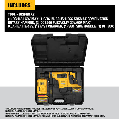 DeWalt 1-9/16IN 60V CORDLESS COMBO HAMMER KIT