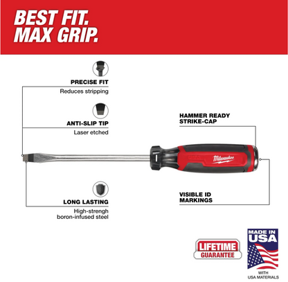 Milwaukee 5/16" Slotted 6" Cushion Grip Demolition Screwdriver MT208