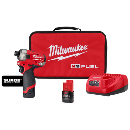 Milwaukee M12 FUEL™ SURGE™ 1/4" Hex Hydraulic Driver 2 Battery Kit (2551-22)