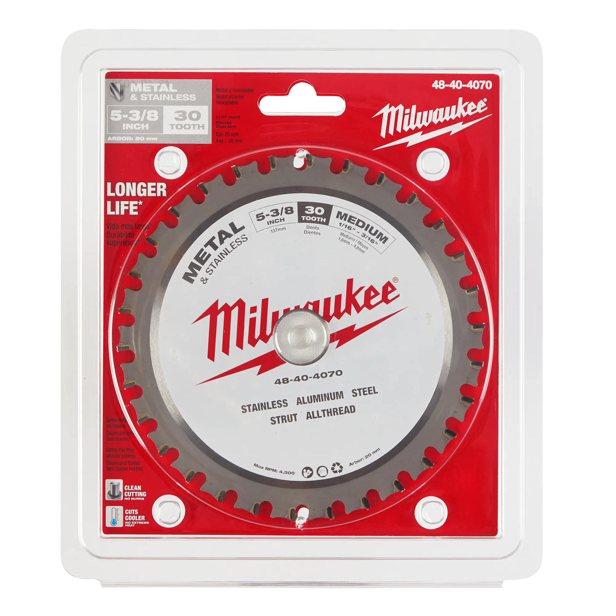 Milwaukee 5-3/8" Metal & Stainless Cutting Circular Saw Blade (48-40-4070)