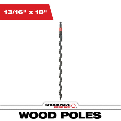 13/16" x 18" SHOCKWAVE Lineman's Impact Auger Bit