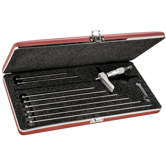 Starrett No. 443Z-9RL Micrometer Depth Gage with Half Base, 0-9 in