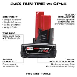 M12 REDLITHIUM XC 4.0 Extended Capacity Battery Pack