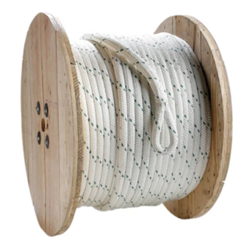 Erin Rope 3/8" dia.1200 ft. wood reel High Strength Composite Double Braid Pulling Rope w/eyes 5000 lb.