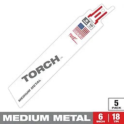 Milwaukee 6" 18 TPI The Torch™ SAWZALL® Blades (5 Pk) (48-00-5784)