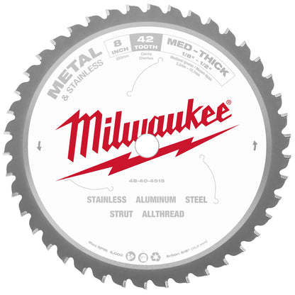 Milwaukee 8" Metal & Stainless Cutting Circular Saw Blade (48-40-4515)