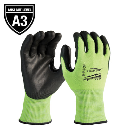 Milwaukee 12PK High Visibility Cut Level 3 Polyurethane Dipped Gloves - XL (48-73-8933B)