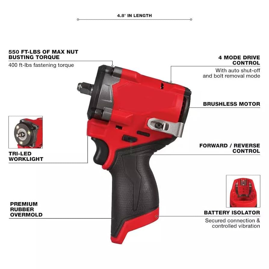 M12 FUEL™ Stubby 3/8' Impact Wrench (BARE TOOL)