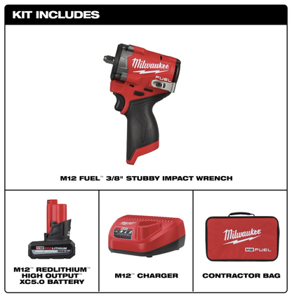 M12 FUEL™ Stubby 3/8" Impact Wrench Kit