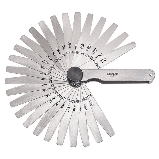 Starrett No. 66T English Thickness Gage (26 Tapered Leaves)
