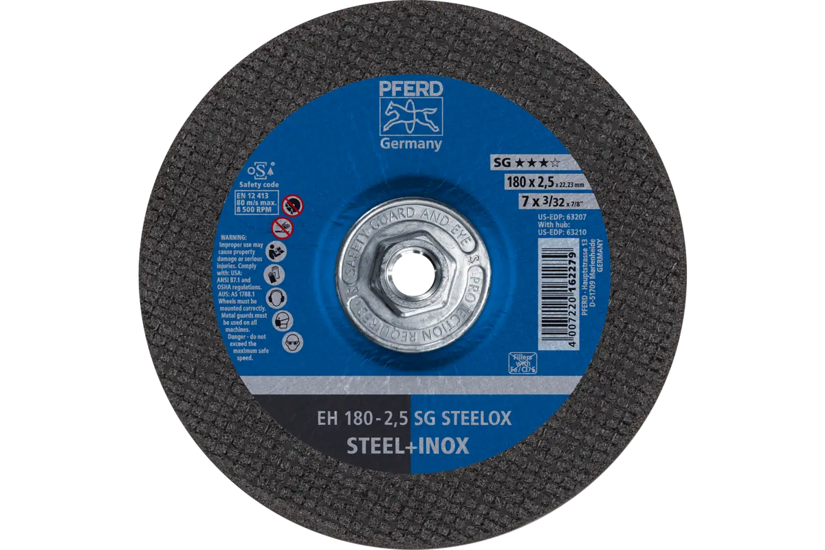 PFERD 7" x 3/32" SG STEELOX Cut-Off Wheel, 5/8-11, Type 27 (63210)