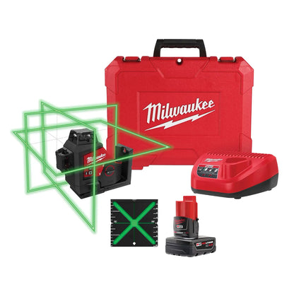 Milwaukee M12™ Green 360° 3-Plane Laser Kit (3632-21)