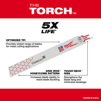 Milwaukee SAWZALL TORCH Metal Demolition Blades | Rigid Conduit|Strut (18 TPI 9 in. 25 Pack) 48-00-8788