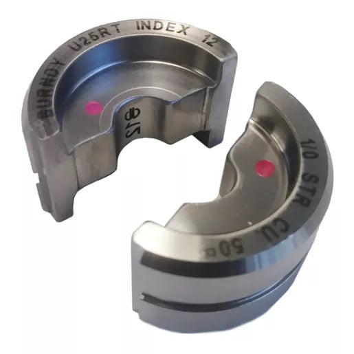 Burndy SS Circular Butting Twin U Die, 1/0 Str CU, Pink, Index 12 (U25RT)