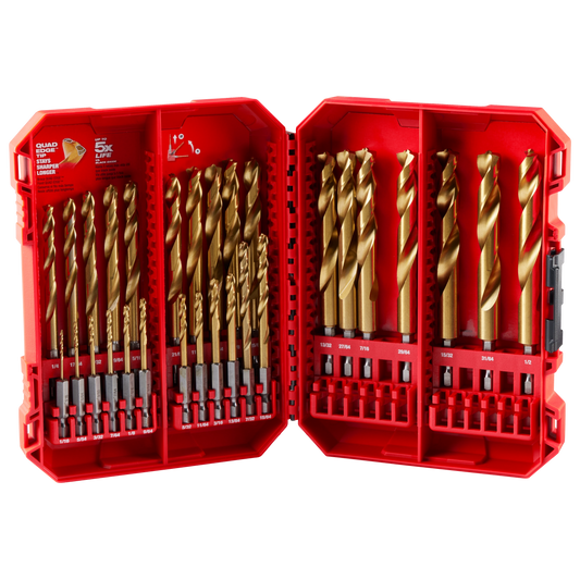 Milwaukee 29PC SHOCKWAVE™ Impact Duty RED HELIX™ Titanium Drill Bit Set (48-89-4672)