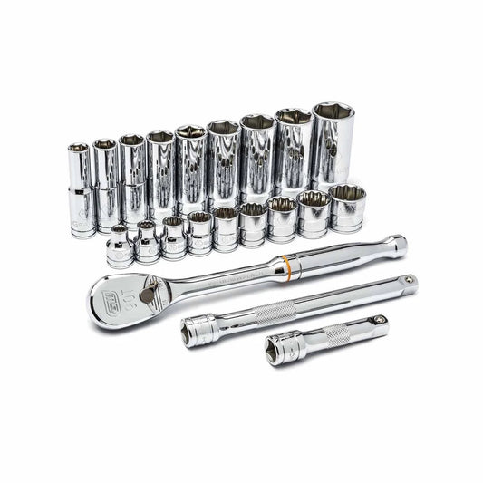 21 Pc. 3/8" Drive 6 & 12 Point Standard & Deep SAE Mechanics Tool Set