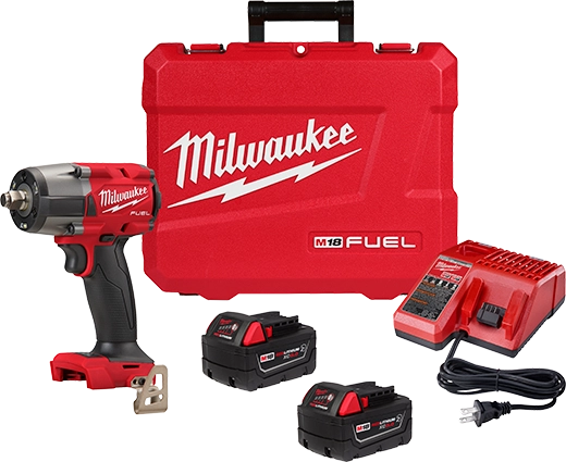 M18 FUEL 1/2 " Mid-Torque Impact Wrench w/ Friction Ring Kit and Resistant Battery